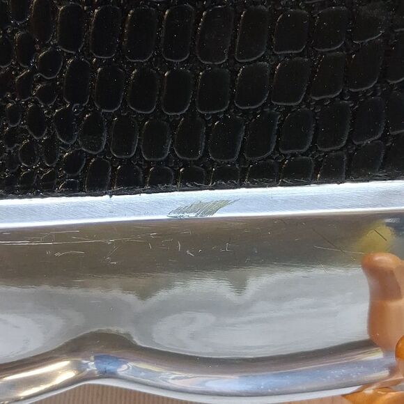 Elegant Silver and Black faux leather crocodile print insert Casa Cristina Tray. - Picture 8 of 8